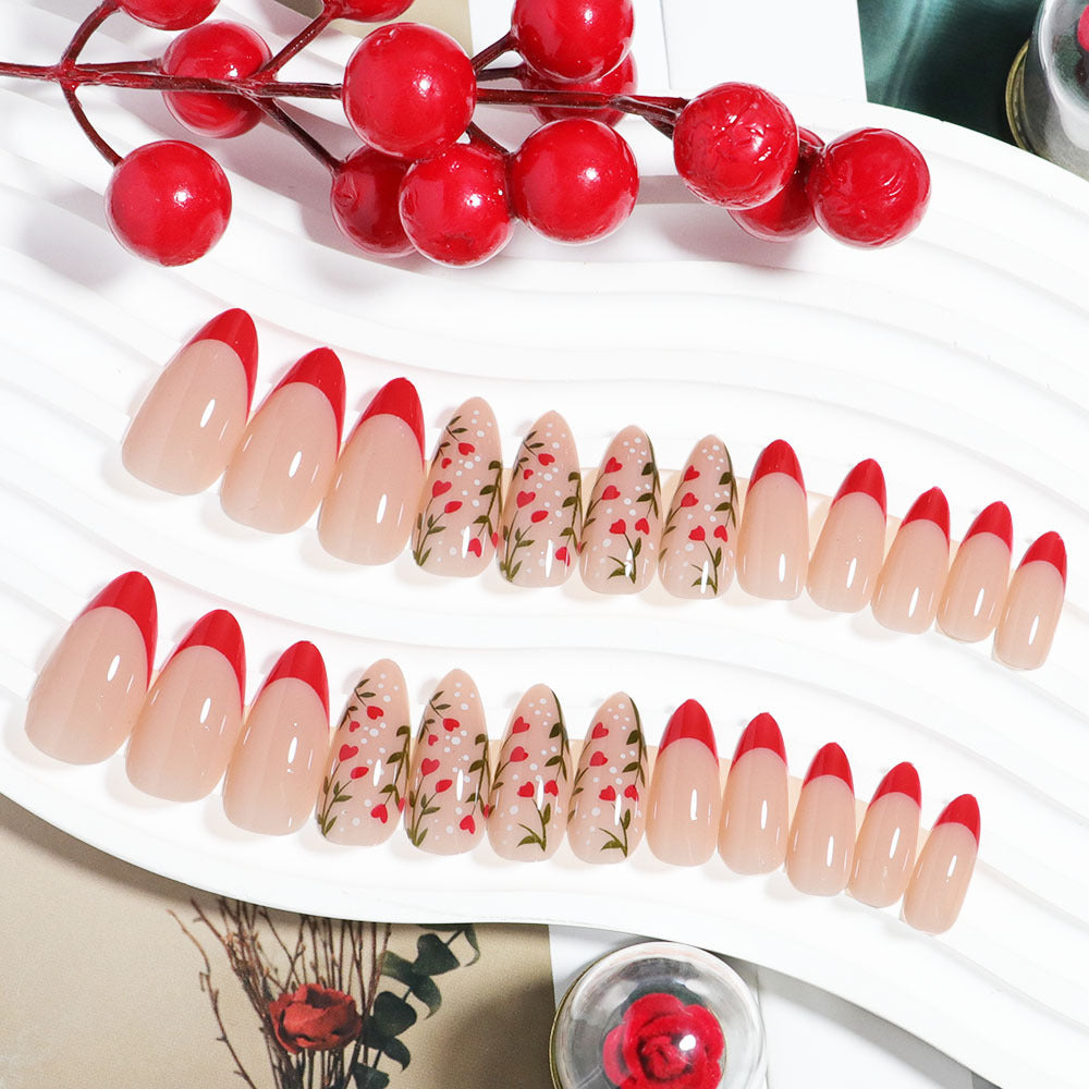 Decorative Floral Press-On Nails Stornfield