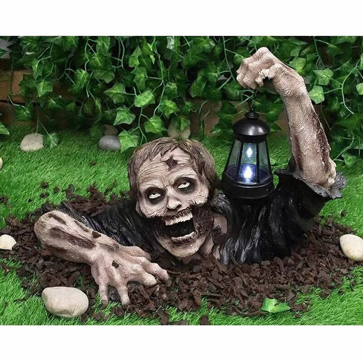 Realistic crawling zombie wall decoration with LED lantern and 3D relief