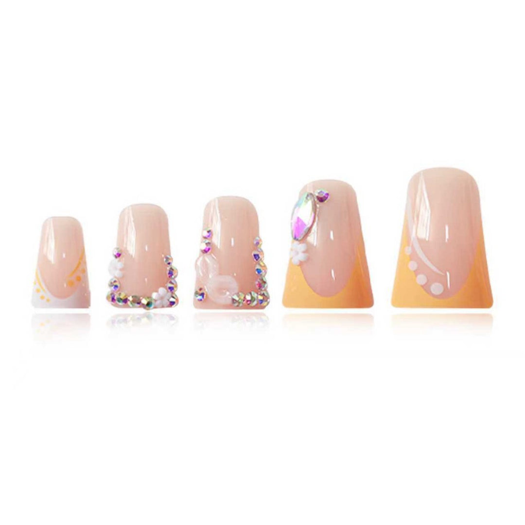 Decorative Floral Rhinestone Nail Extensions Stornfield