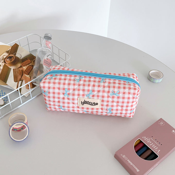 Quilted Cosmetic Pencil Case