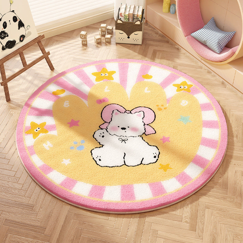 Playful Bow-Patterned Round Area Rug