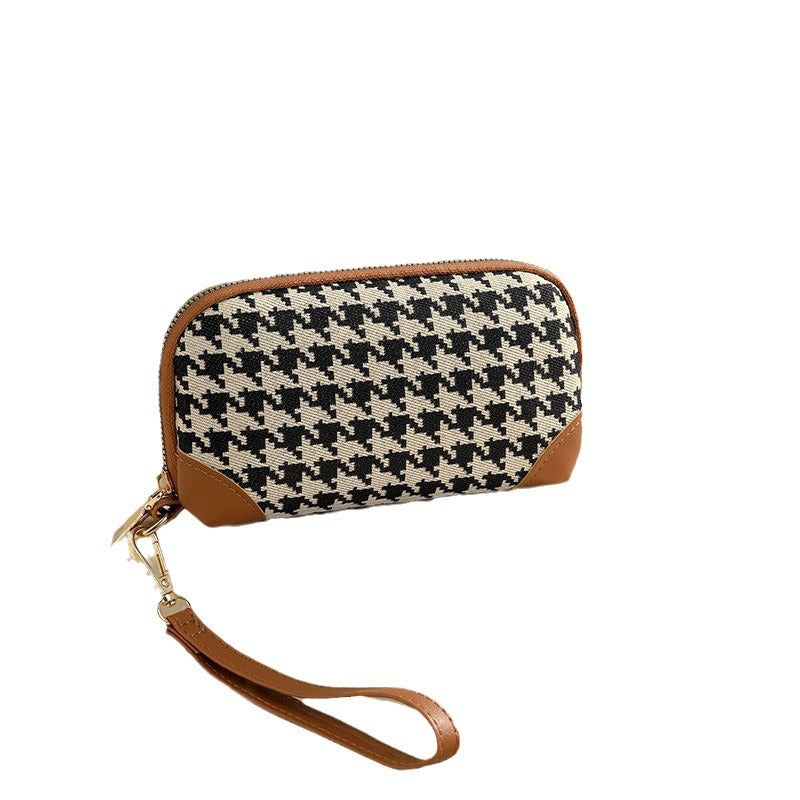 Elegant Houndstooth Zip Pouch Stornfield
