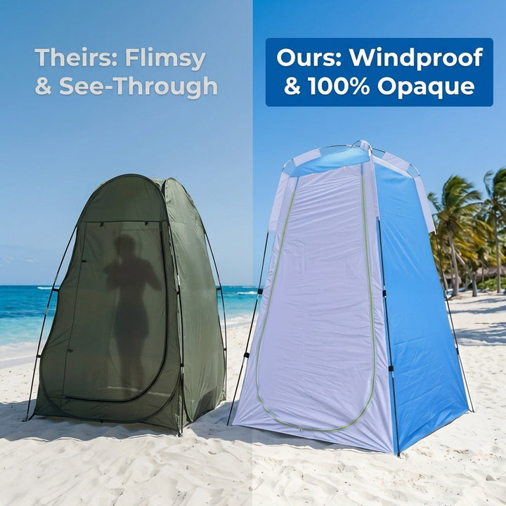 Portable pop-up privacy shower changing tent with zippered door Stornfield
