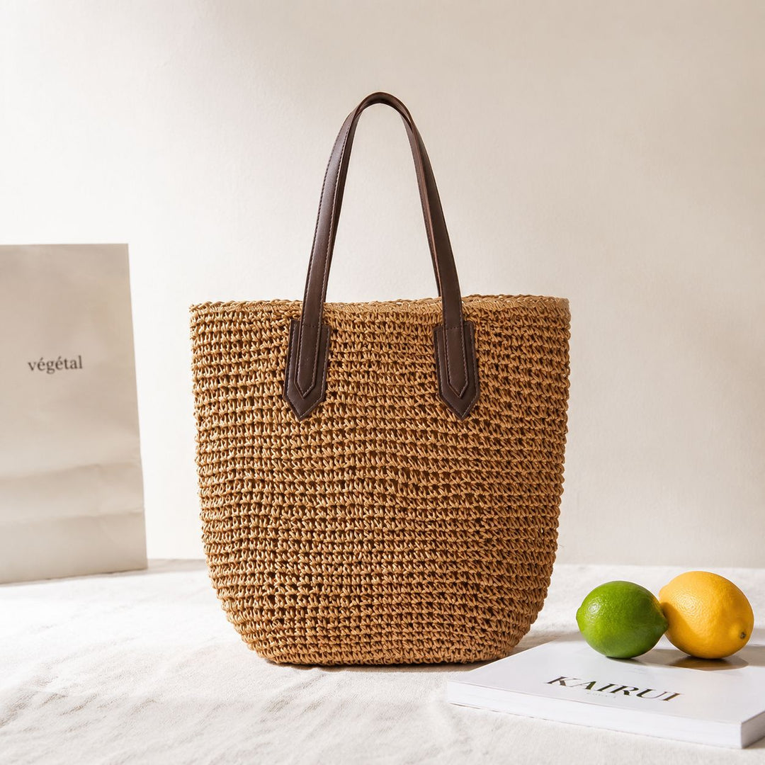 Beach bag with sturdy leather handles Stornfield