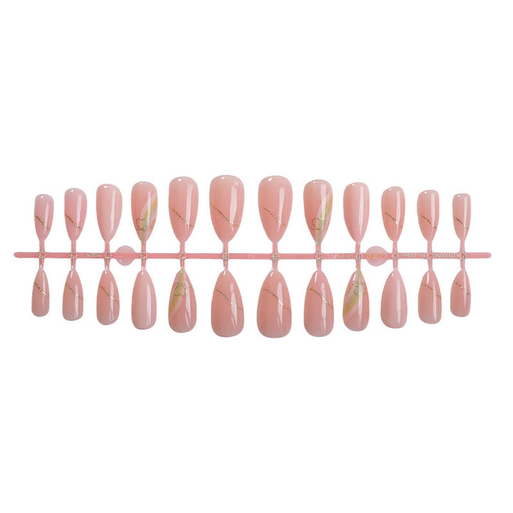 Elegant Press-On Nail Set with Gold Foil Accents Stornfield