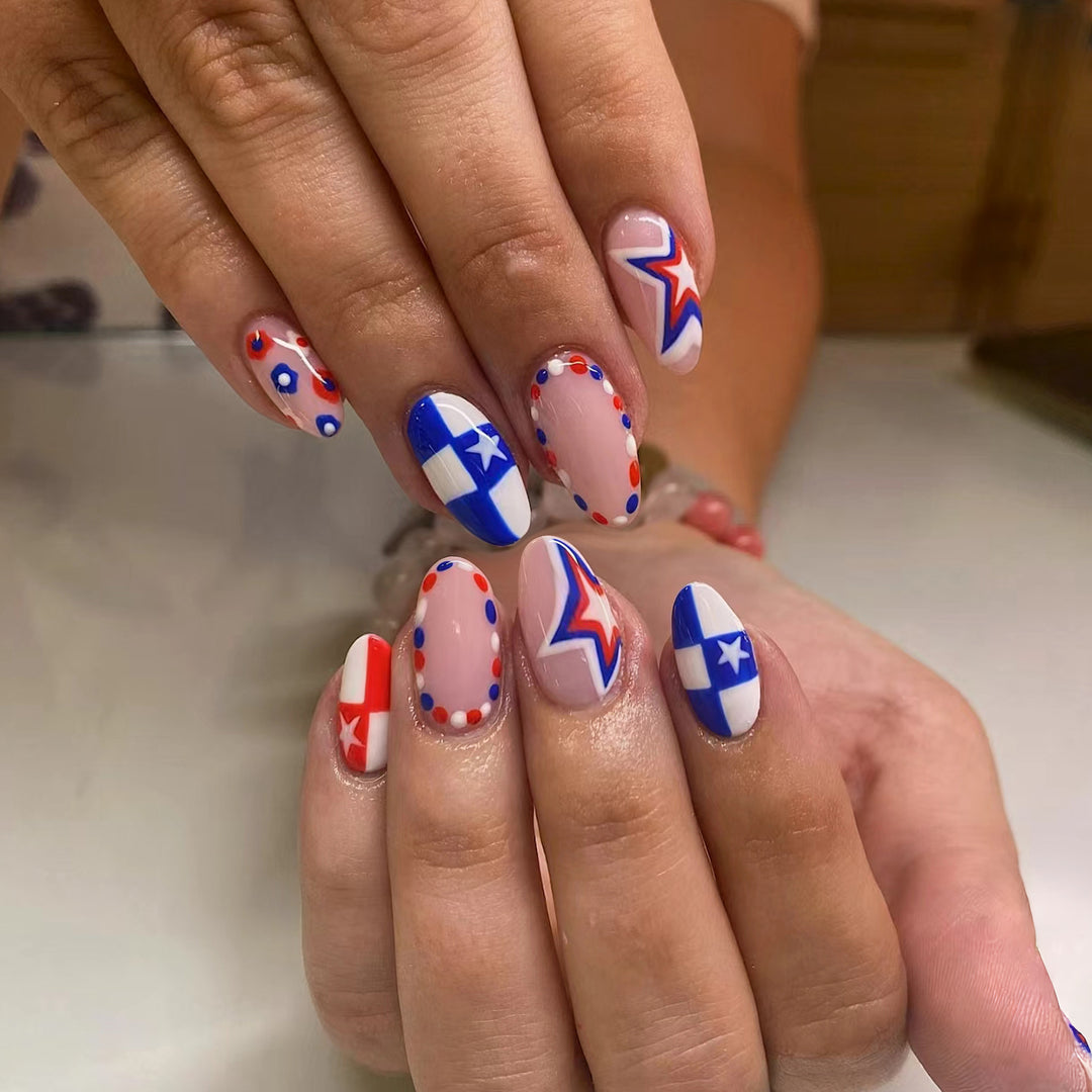Thematic Star and Stripe Press-On Nails