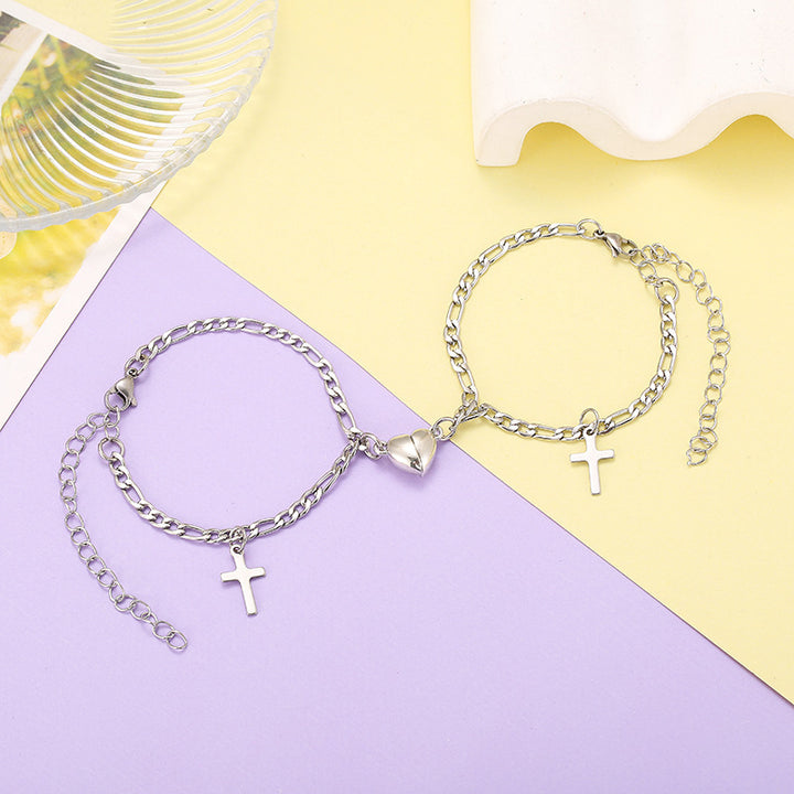 Versatile bracelet with cross and heart pendants Stornfield