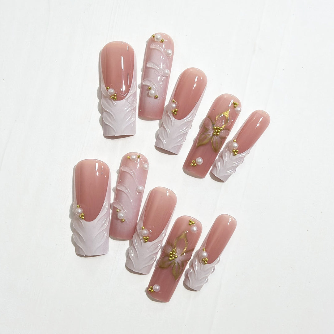Luxury 3D Floral Nail Extensions Stornfield