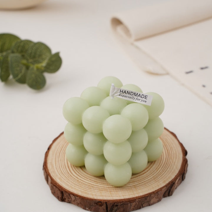 Handcrafted Sphere-Cluster Cube Soy Wax Candle Centerpiece