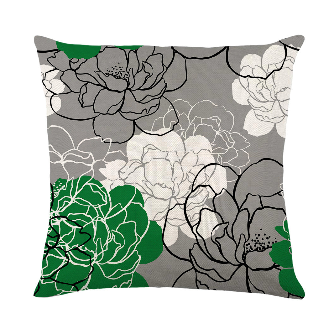Artistic Daisy Print Linen Throw Pillow