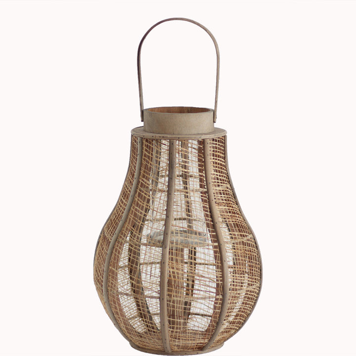 Rustic lantern made of braided natural material Stornfield