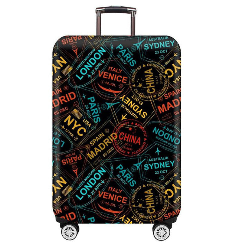 Unisex nan elastic Suitcase Cover with urban Doodle pattern, zipper and all-round protection for 4-wheel trolleys Stornfield