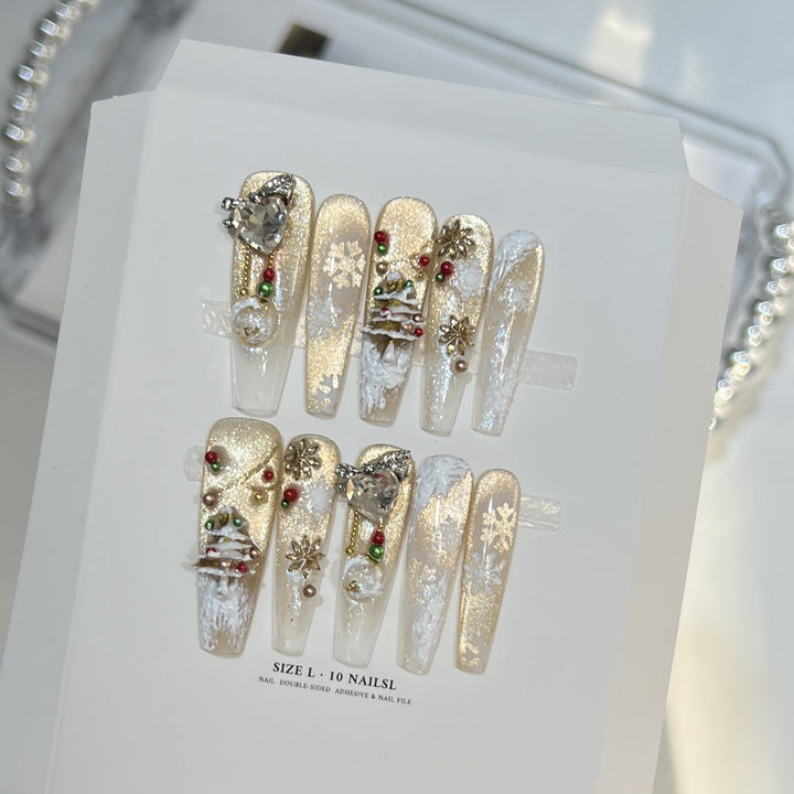 Festive Glamour Stiletto Press-On Nail Art Set Stornfield