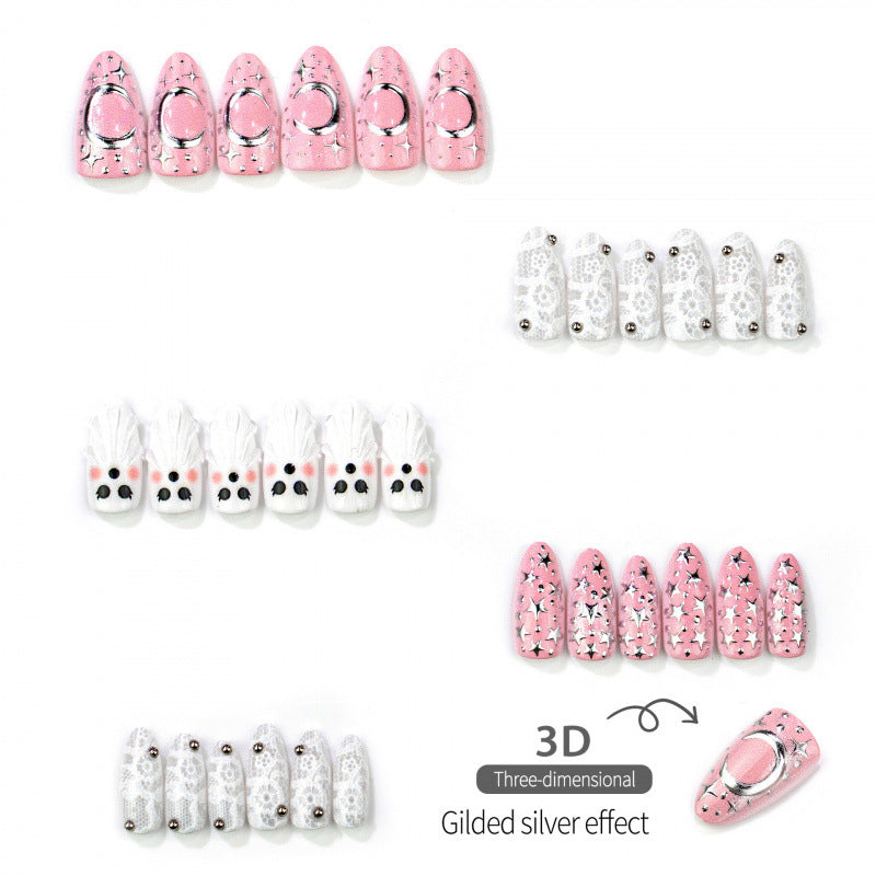 Thematic Ghost and Star Press-On Nails