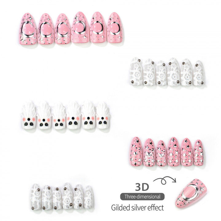 Thematic Ghost and Star Press-On Nails