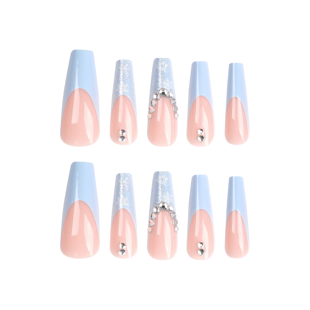 Artistic acrylic nails with glitter and elegant rhinestone embellishments Stornfield