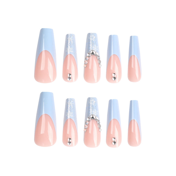 Artistic acrylic nails with glitter and elegant rhinestone embellishments Stornfield