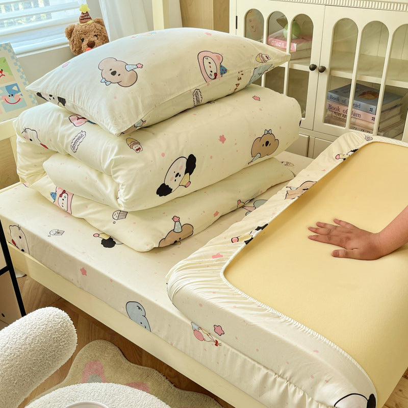 Floral Cotton Sateen Bedding Set with Quilted Duvet Pillow and Memory Foam Topper