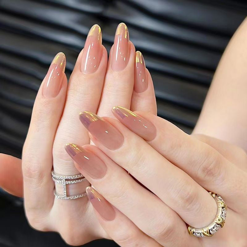Nail art with elegant gradient and metallic accents Stornfield