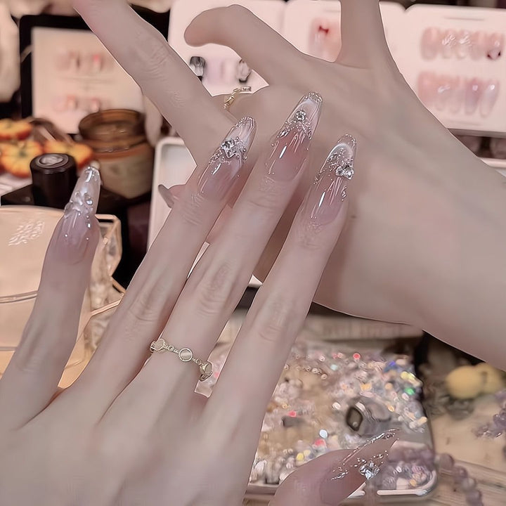 Elegant Decorative Press-On Nail Extensions with Pearls Stornfield