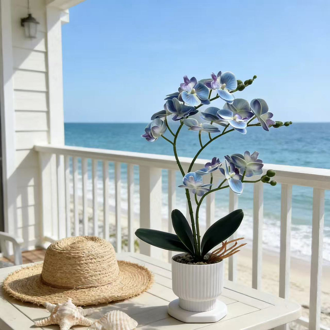 Realistic Artificial Orchid Plant with Decorative Pot
