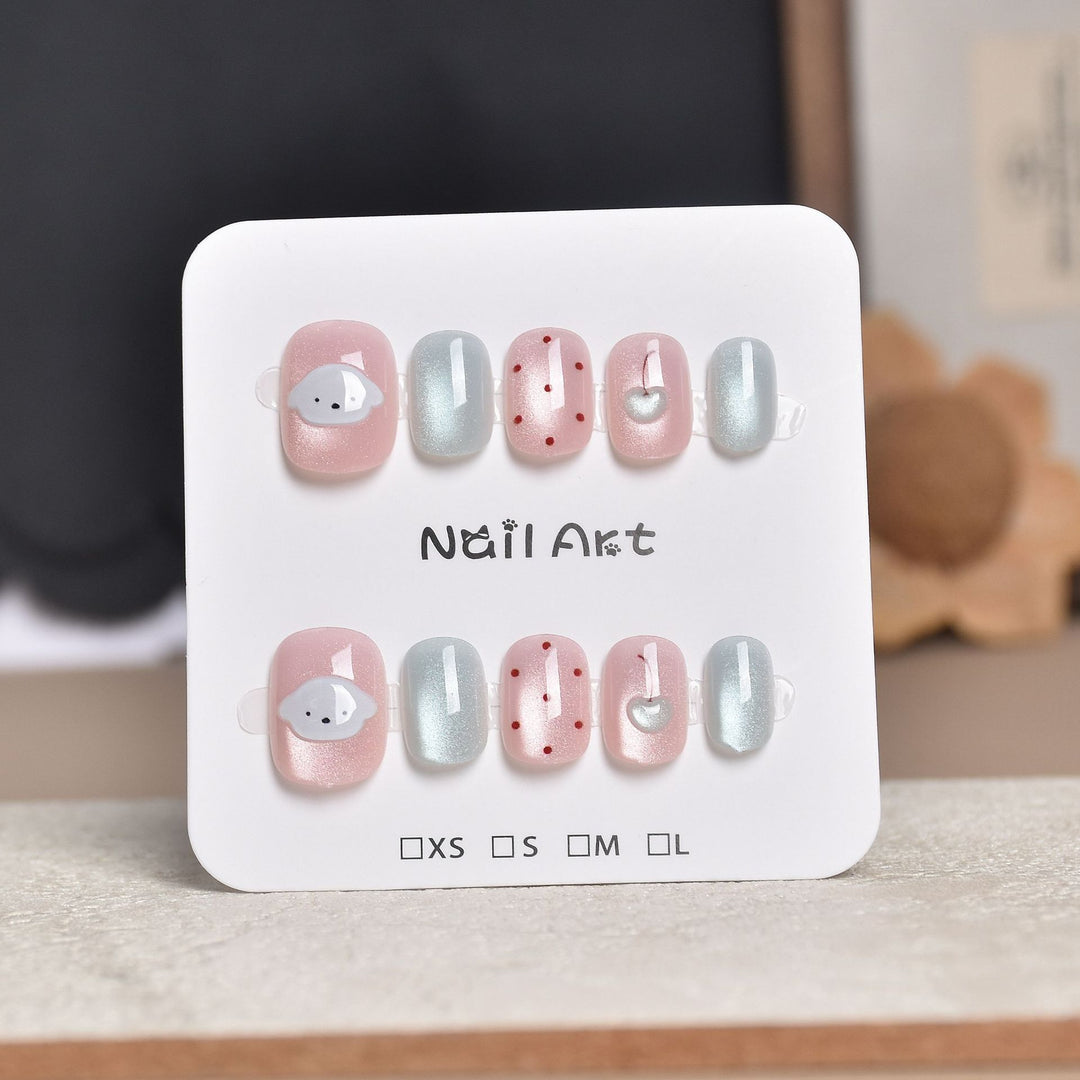 Decorative Press-On Nail Extensions with Floral Accents Stornfield