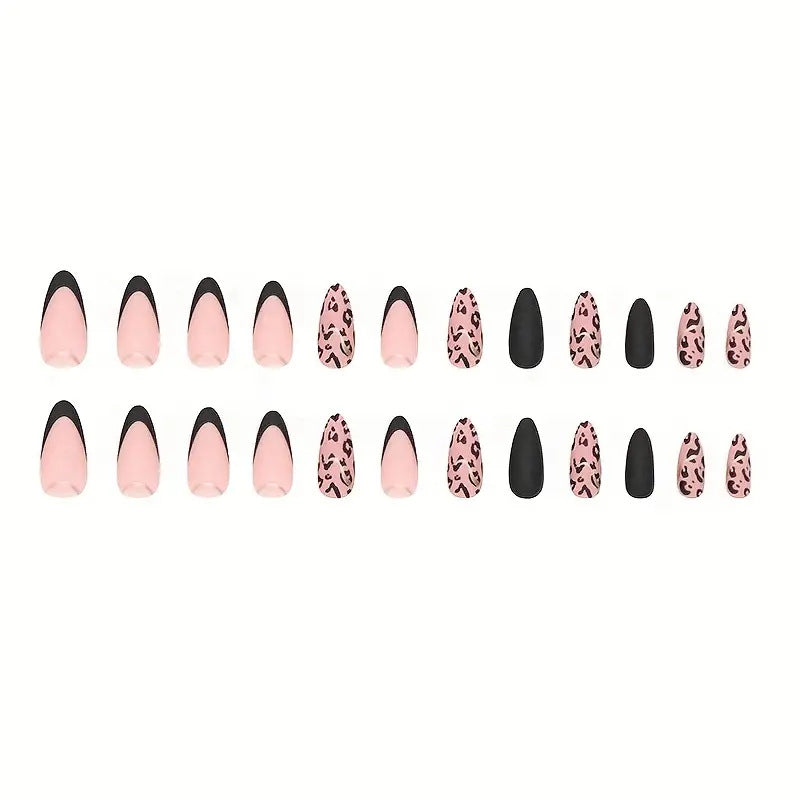 Acrylic nail set with glamorous leopard pattern and elegant accents Stornfield