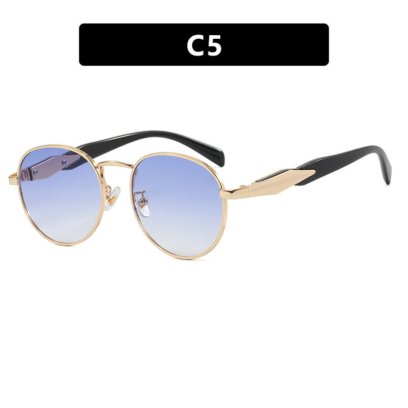Women's round sunglasses with elegant, golden frame and UV protection Stornfield