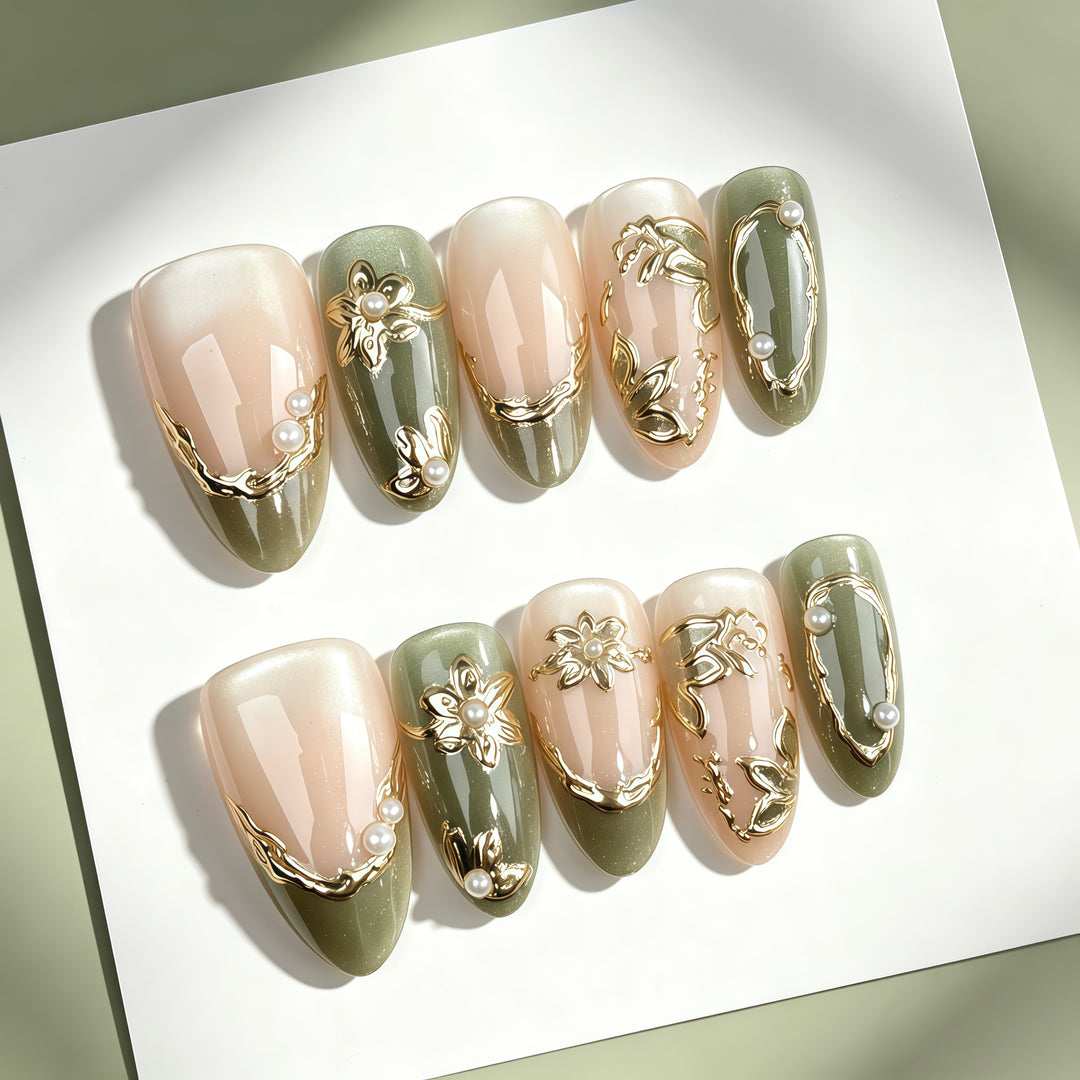 Luxury Floral-Inspired Press-On Nail Set
