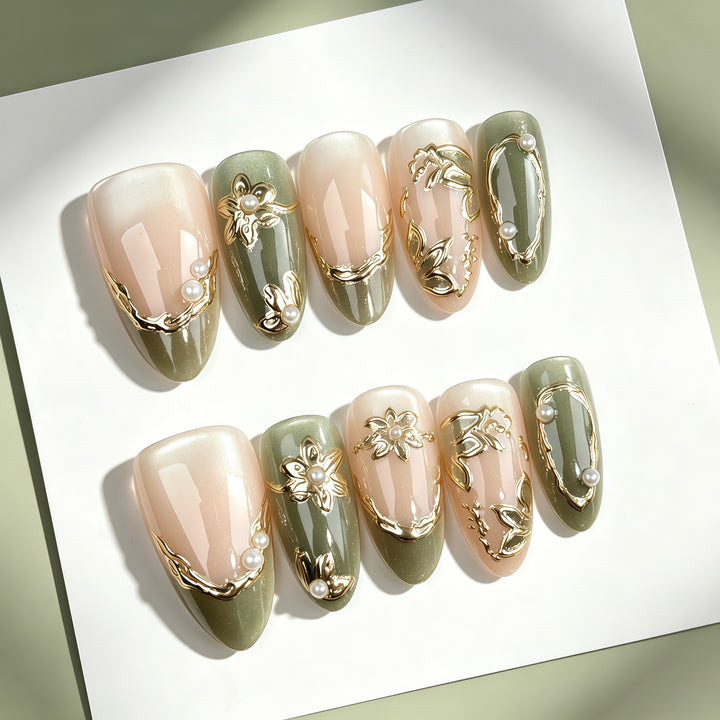 Luxury Floral-Inspired Press-On Nail Set
