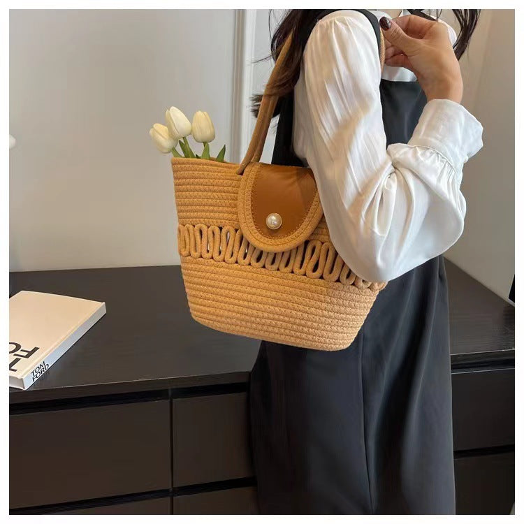 Handcrafted basket bag with elegant leather trim Stornfield