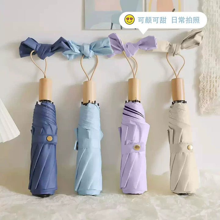 Women's Elegant Folding Umbrella with Wooden Handle Stornfield