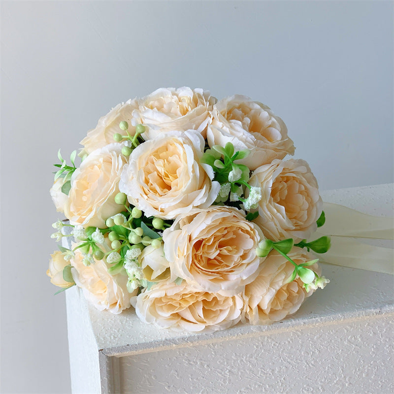 Luxurious Silk Rose Wedding Bouquet