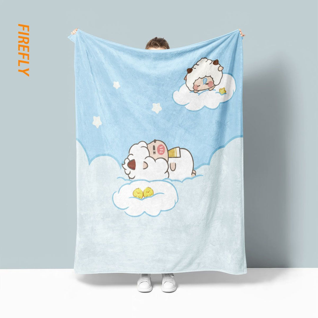 Playful Sheep-Themed Fleece Blanket