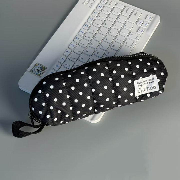 Quilted Dot Print Pencil Case