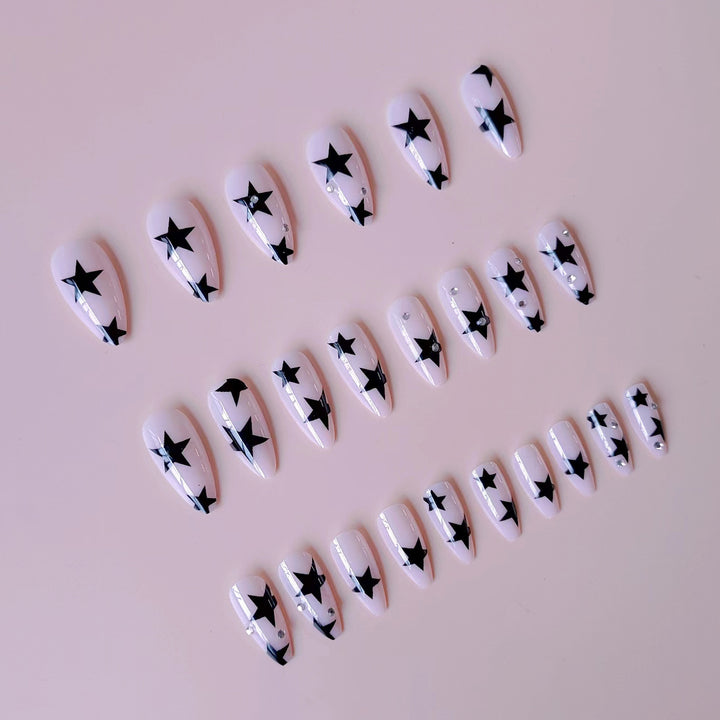 Star-Embellished Stiletto Nail Art Extensions Stornfield