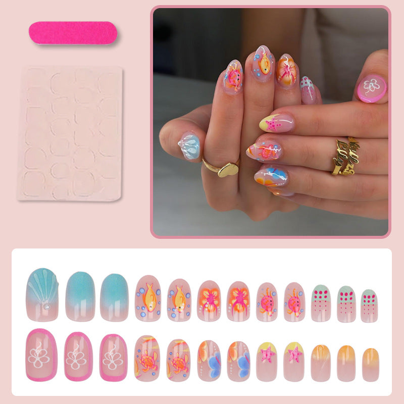 Artificial nail set with colorful floral and summery designs Stornfield
