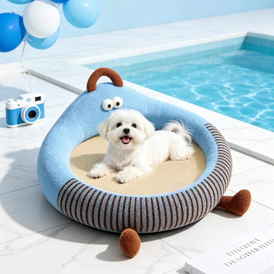 Unisex nan round padded cat and small dog bed with raised edge and sisal sleeping area Stornfield