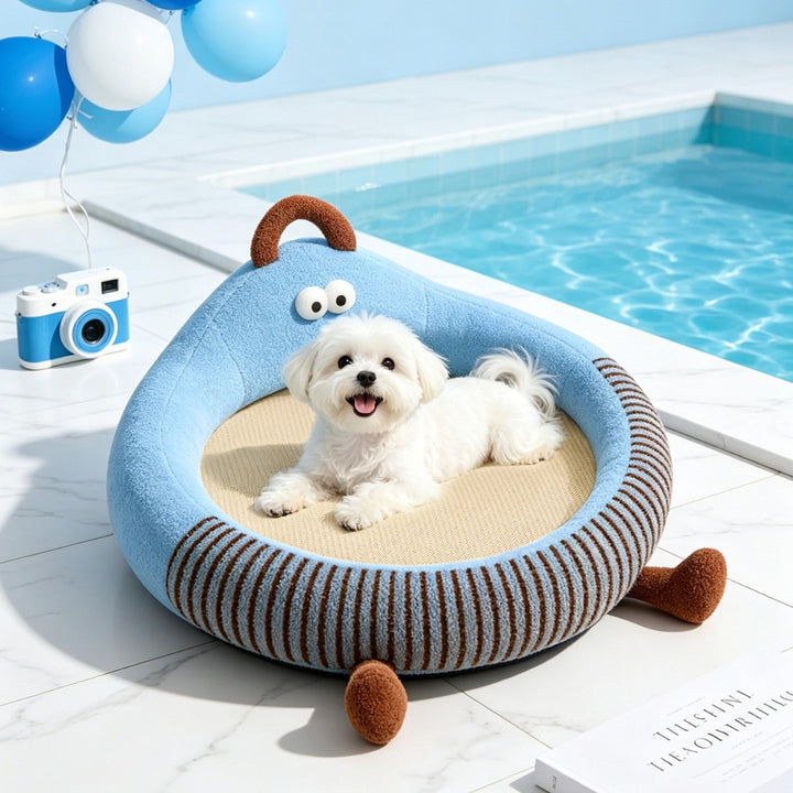 Unisex nan round padded cat and small dog bed with raised edge and sisal sleeping area Stornfield