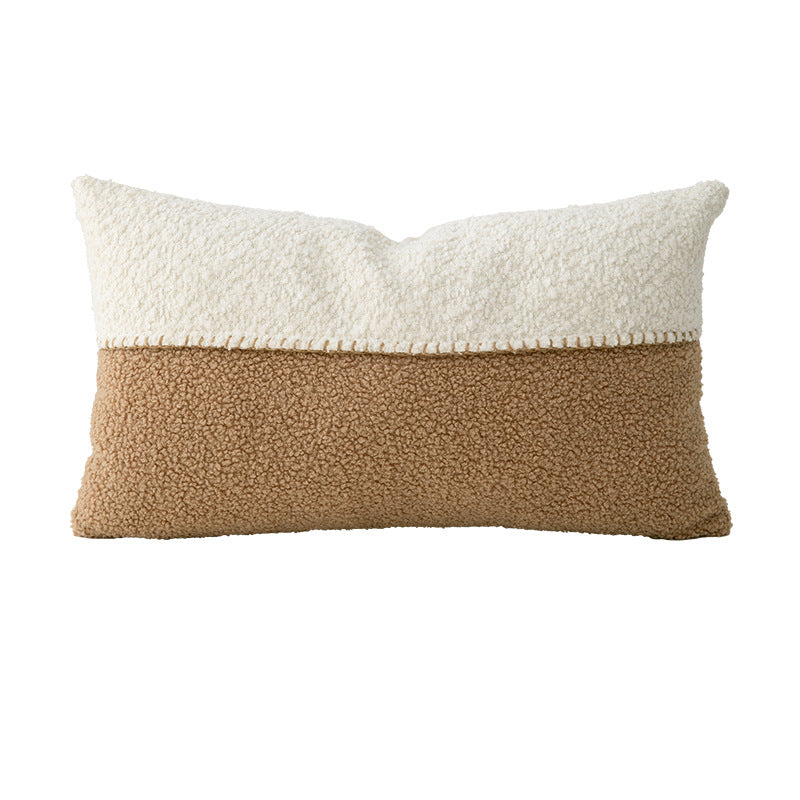Decorative bouclé pillow with teddy fleece structure and decorative stitching Stornfield