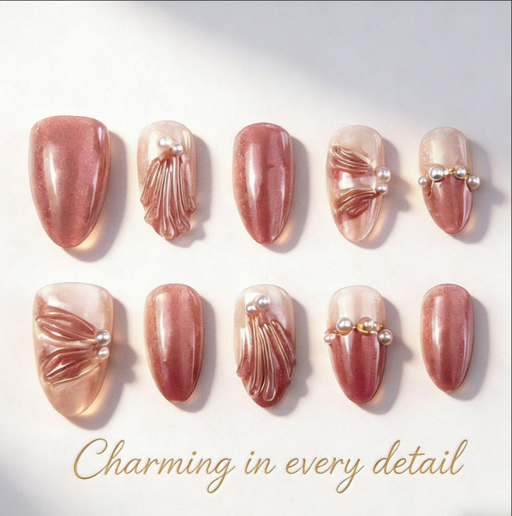 Acrylic nail set with elegant decorations Stornfield