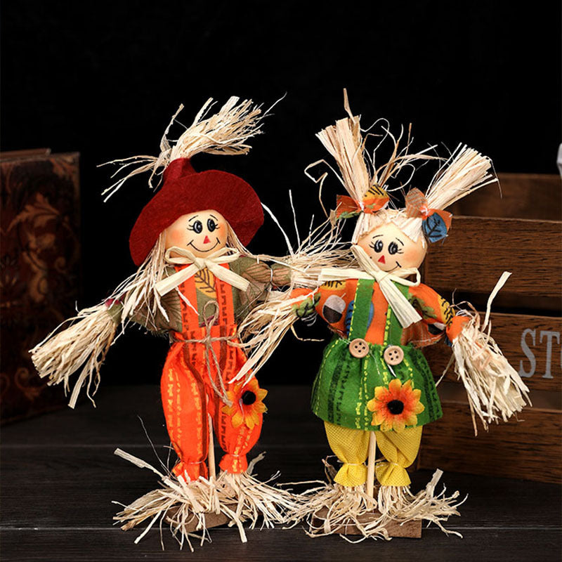 Whimsical Decorative Scarecrow Figurine