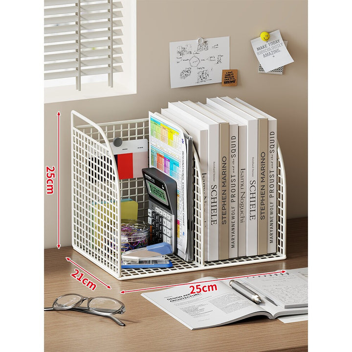 Long Multi-Slot Desktop File and Binder Organizer with Pen and Accessory Holder