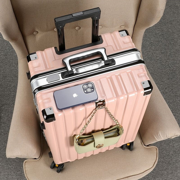 Hard-shell suitcase with double safety lock and sturdy rolling system Stornfield