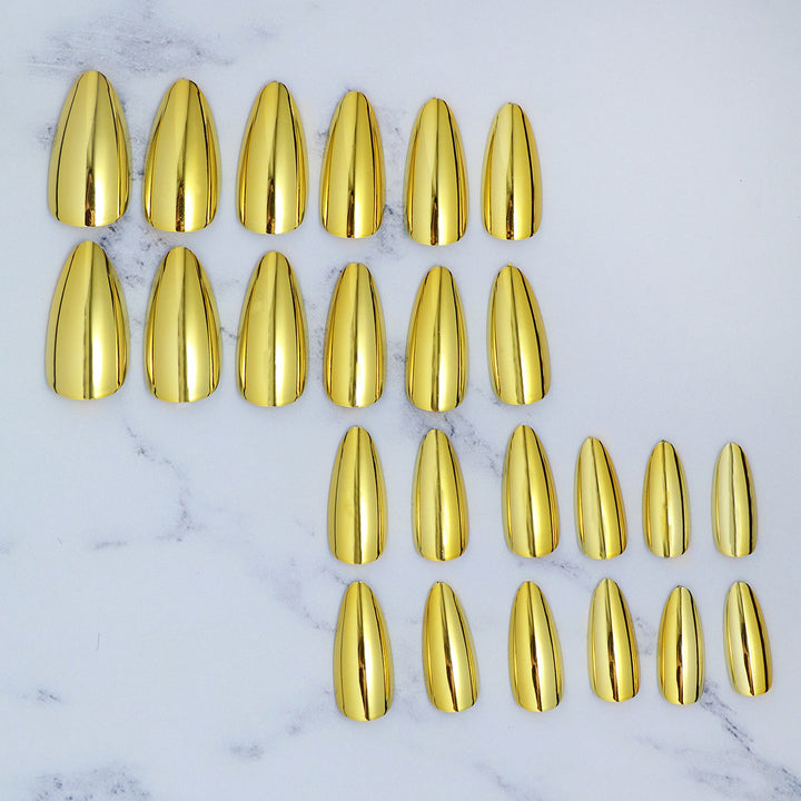 Glossy Metallic Almond-Shaped Press-On Nails Stornfield