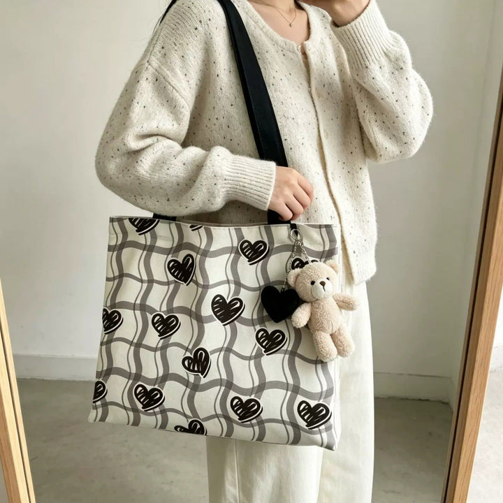 Cute Heart Pattern Canvas Tote Bag