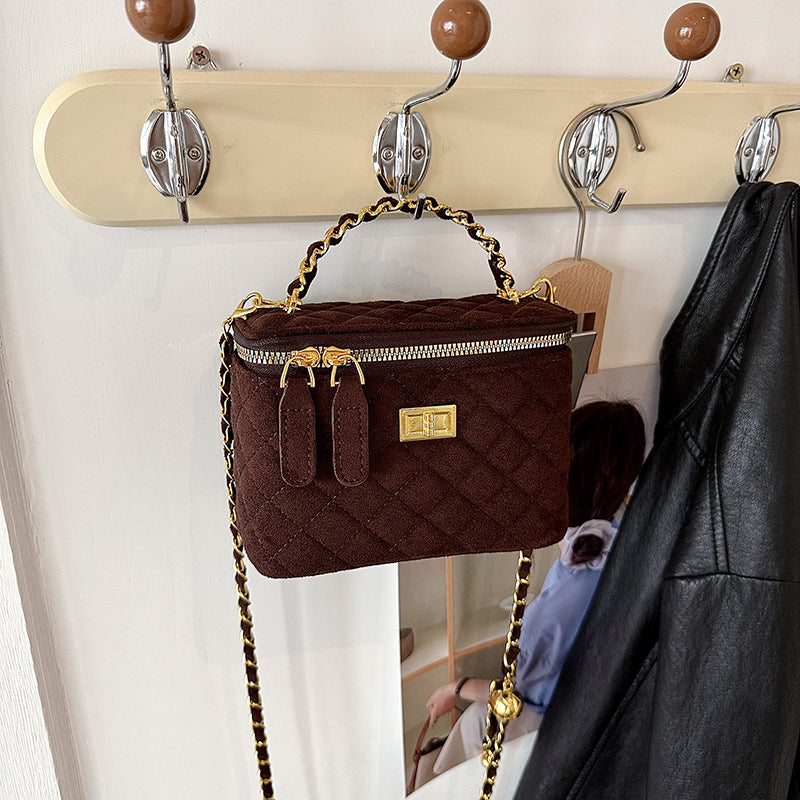 Quilted Suede Crossbody Handbag