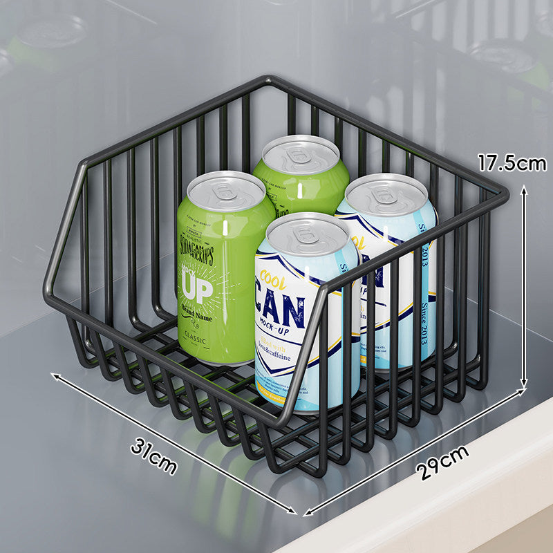 Two-Tier Refrigerator Wire Slide-Out Storage Basket Organizer with Stackable Removable Bins