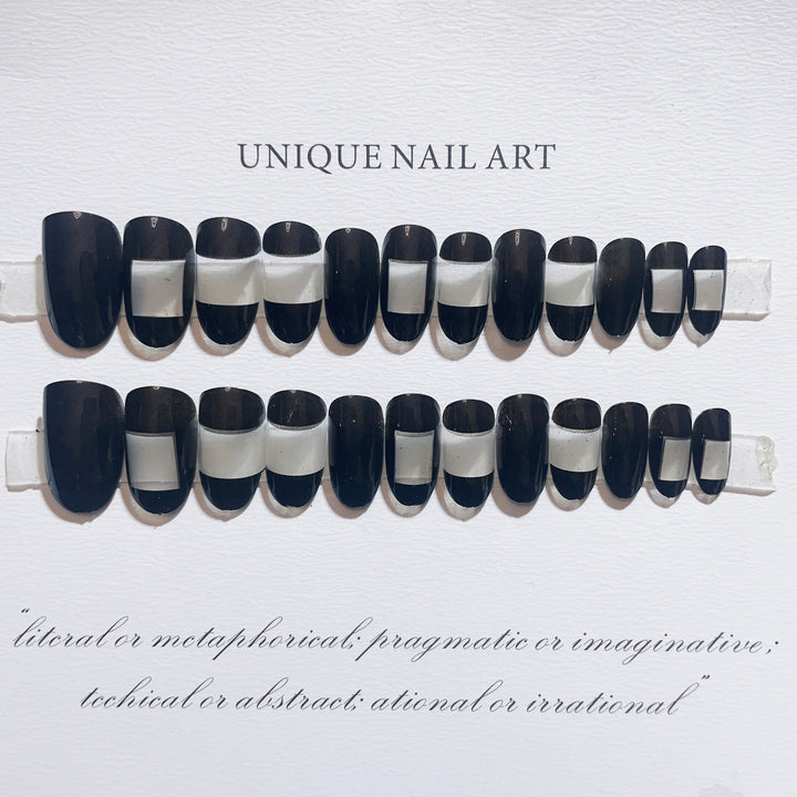 Stylish Press-On Nail Set with Geometric Design