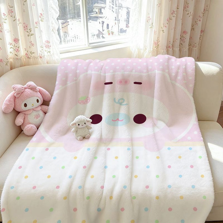 Adorable Cartoon-Themed Fleece Throw Blanket